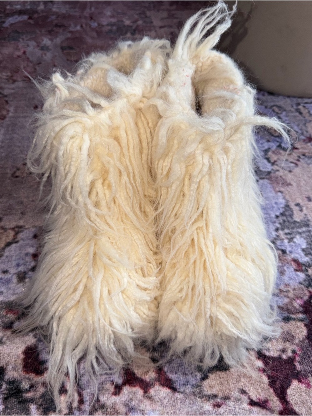 Jeffrey Campbell Cream Faux Fur Fluffy Mid Calf Boots Size 7.5 - Picture 4 of 7